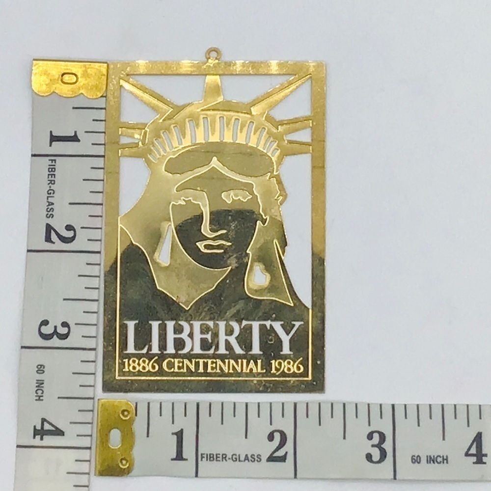 Vtg Kurt Adler Statue of Liberty Ornament Souvenir Gold Tone Christmas 1982 Xmas - Picture 6 of 6